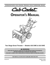 Cub Cadet 933 SWE 930 SWE Operator's Manual