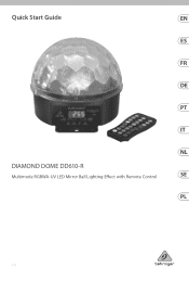 Behringer EUROLIGHT DIAMOND DOME DD610-R Quick Start Guide