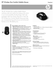 HP FX287AA HP Wireless Eco-Comfort Mobile Mouse - Datasheet