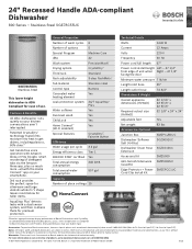 Bosch SGE78C55UC Product Specification Sheet