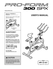 ProForm 300 Spx Bike English Manual