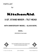 KitchenAid KSM158GBCA Parts List