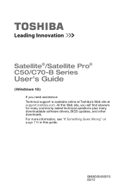Toshiba Satellite C55D-B5385 Satellite/Satellite Pro C50/C70-B Series Windows 10 Users Guide