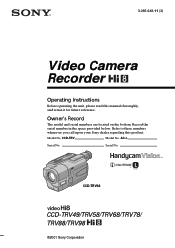 Sony CCD-TRV98 Operating Instructions  (primary manual)