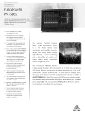 Behringer PMP580S Product Information Document
