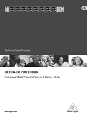 Behringer ULTRA-DI PRO DI800 Specifications Sheet