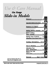 Frigidaire FGS365EC Use and Care Manual