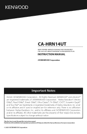 Kenwood CA-HRN14UT Operation Manual