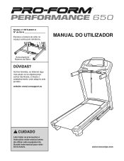 ProForm Performance 650 Treadmill Portuguese Manual