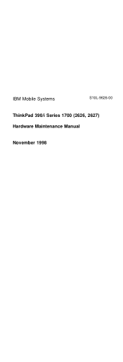 Lenovo ThinkPad 390 ThinkPad 390 / i Series 1720 models Hardware Maintenance Manual (November 1998)