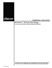 Dacor DR30G Installation Instructions