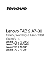 Lenovo Tab 2 A7-30 (Arabic/English) Safety, Warranty & Quick Start Guide - Lenovo TAB 2 A7-30