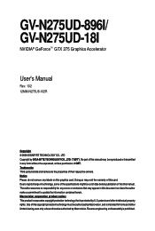 Gigabyte GV-N275UD-18I Manual