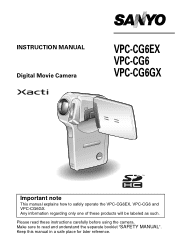 Sanyo VPC CG6 Owners Manual