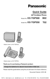 Panasonic KX-TGP500B04 Quick Reference Guide