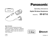 Panasonic RP-BT10-K RPBT10 User Guide