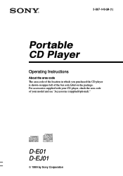 Sony D-EJ01 Primary User Manual