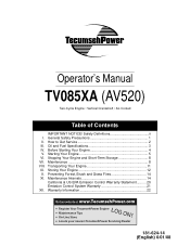 Tecumseh Products TV085XA Operator Manual