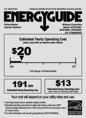 Whirlpool WTW7800XL Energy Guide