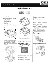 Oki C830dn Optional Paper Tray Installation Instructions (English, Fran栩s, Espa?ol, Portugu鱩