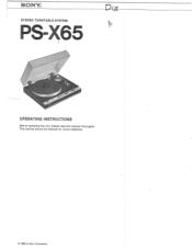 Sony PS-X65 Operating Instructions