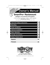 Tripp Lite SMART500RT1U Owner's Manual for SmartPro Rackmount UPS 932406