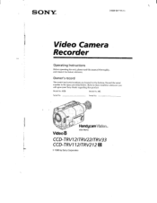 Sony CCD-TRV12 Operating Instructions  (primary manual)