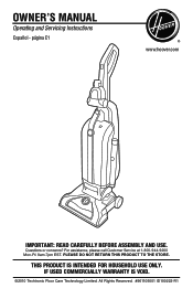 Hoover WindTunnel T-Series Upright Vacuum Product Manual