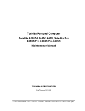 Toshiba Satellite L640D Maintenance Manual