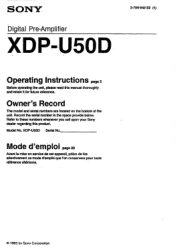 Sony XDP-U50D Users Guide