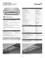 Thermador VCI6B36ZS Product Spec Sheet