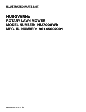 Husqvarna HU700AWD Parts List