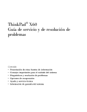 Lenovo ThinkPad X60s (Spanish) Service and Troubleshooting Guide