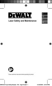 Dewalt DW0825LG Instruction Manual - LASER SAFETY MANUAL
