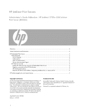 HP Jetdirect 2700w HP Jetdirect 2700w USB Solution Print Server - Administrator's Guide Addendum