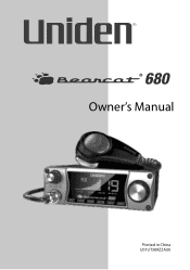 Uniden BEARCAT 680 English Owner's Manual
