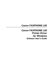 Canon 9192A006AA FAXPHONE L80 Software User's Guide