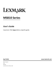 Lexmark MS812de User's Guide