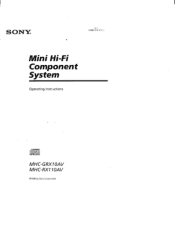 Sony MHC-GRX10AV Users Guide