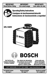 Bosch GRL145HV Operating Instructions