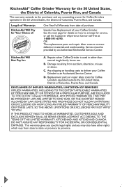 KitchenAid KCM0460OB Warranty Information