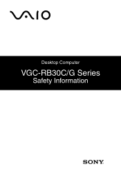 Sony VGC-RB33GY Safety Information