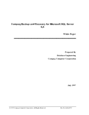 Compaq ProSignia 300 Compaq Backup and Recovery for Microsoft SQL Server 6.X