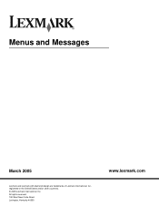 Lexmark C920 Menus and Messages