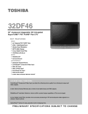 Toshiba 32DF46 Printable Spec Sheet
