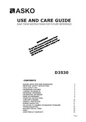 Asko D3530 User manual Use & Care Guide EN