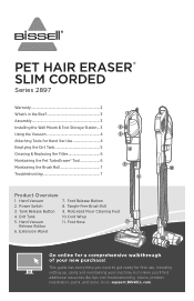 Bissell Pet Hair Eraser Slim Corded Vacuum Cleaner 2897 User Guide
