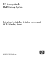 HP D2D120 HP StorageWorks D2D Backup System Instructions for Installing Disks in a Replacement (EH923-90902, September 2007)