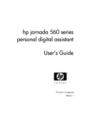 HP Jornada 560 HP Jornada 560 Series Personal Digital Assistant - (English) User Guide