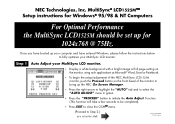 NEC LCD1525M MultiSync LCD1525M Setup Sheet